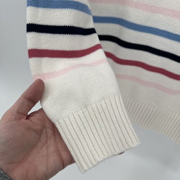 Style & Co Sweater Womens Large White Pink Striped Knit Pullover Long Sleeves - Picture 5 of 7